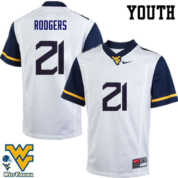 NCAA Youth Ira Errett Rodgers West Virginia Mountaineers White #21 Nike Stitched Football College Authentic Jersey GN23V60NB